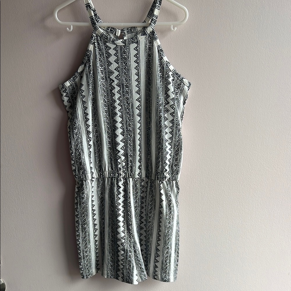 Black and White Geometric Print Romper